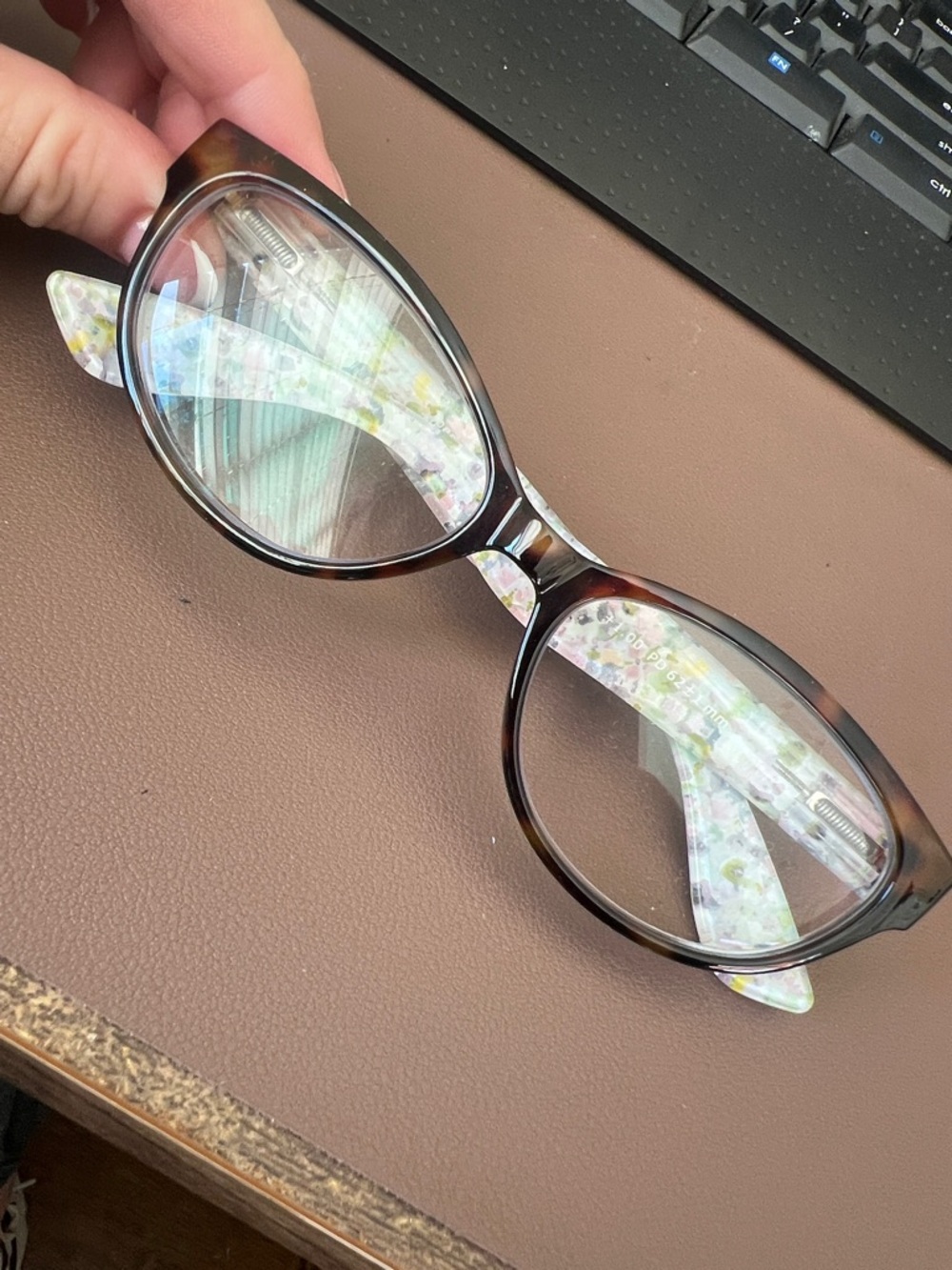 Women's Tortoiseshell Glasses with Floral Accent Temples